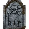 1.5 Ft Skull Face Tombstone With Moss