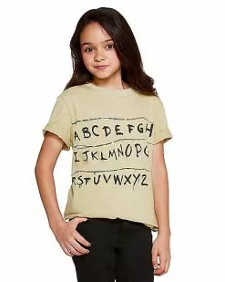 Kids Stranger Things Alphabet Wall T Shirt - Stranger Things -Halloween Store 01381797 c