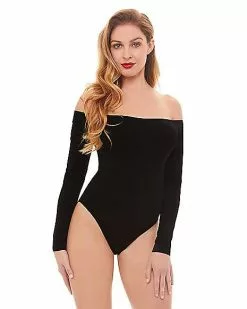 Off The Shoulder Black Bodysuit -Halloween Store 01392307 a