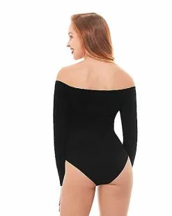 Off The Shoulder Black Bodysuit -Halloween Store 01392307 b