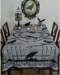 Dark Forest Raven Tablecloth -Halloween Store 01447507 b