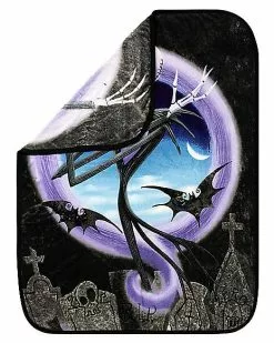Graveyard Jack Skellington Fleece Blanket - The Nightmare Before Chris -Halloween Store 01465129 b
