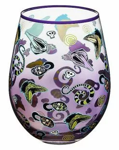 Purple Printed Stemless Glass 22 Oz. - Beetlejuice 5 Purple Printed Stemless Glass 22 Oz. - Beetlejuice -Halloween Store 01517457 b