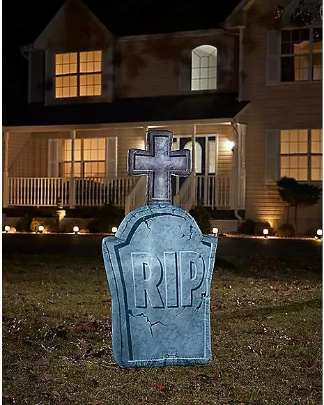 4 Ft Light-Up Tombstone Inflatable Decoration 3 4 Ft Light-Up Tombstone Inflatable Decoration