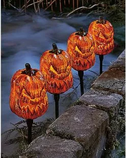 Light-Up LED Jack-O-Lantern Pathway Markers