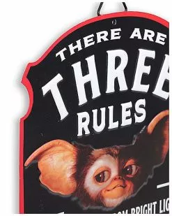 Three Rules Gizmo Sign - Gremlins -Halloween Store 01591791 d