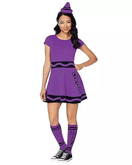Adult Vivid Violet Crayon Dress Costume - Crayola 3 Adult Vivid Violet Crayon Dress Costume - Crayola