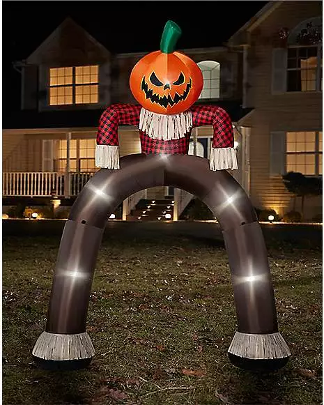 12 Ft Light-Up Pumpkin Scarecrow Inflatable Archway 3 12 Ft Light-Up Pumpkin Scarecrow Inflatable Archway