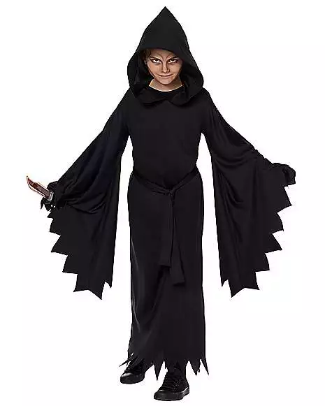 Kids Hooded Black Robe Costume 3 Kids Hooded Black Robe Costume