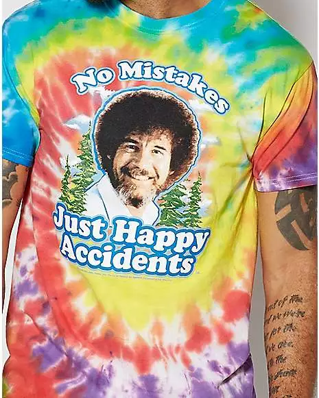 Happy Accidents Tie Dye Bob Ross T Shirt 4 Happy Accidents Tie Dye Bob Ross T Shirt - Image 2