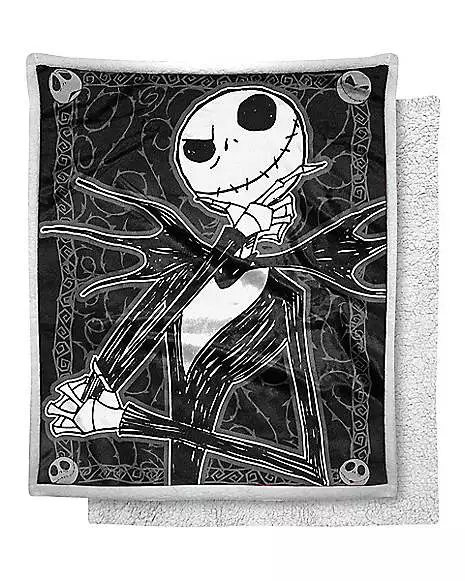 Dark Cover Jack Skellington Fleece Blanket - The Nightmare Before Chri 3 Dark Cover Jack Skellington Fleece Blanket - The Nightmare Before Chri